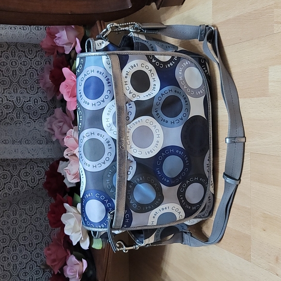 Coach Snaphead Signature Sateen Shoulder/Crossbody Diaper Bag - Picture 1 of 14